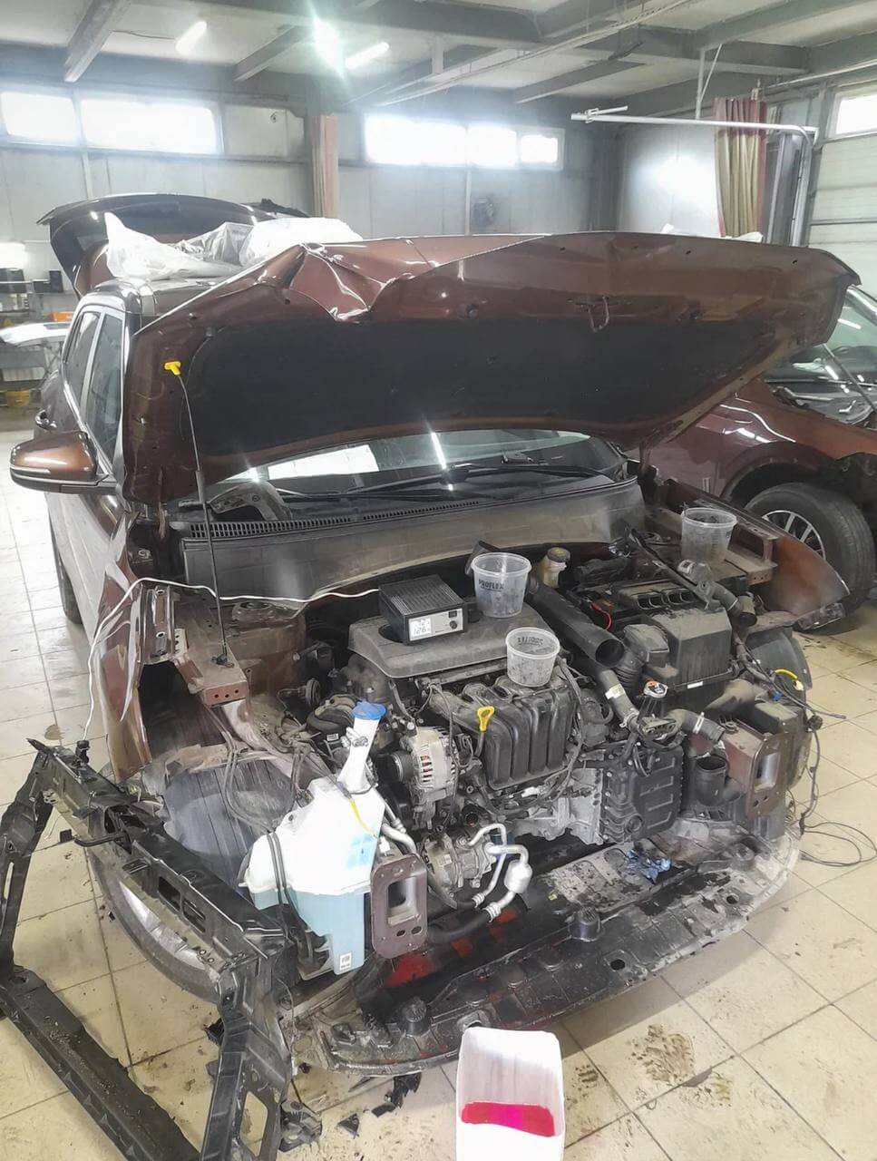 Диагностика внутренних повреждений Hyundai Creta в автосервисе Технолайн. Лонжероны не повреждены, геометрия кузова не пострадала